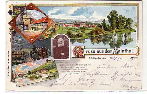 12657 Ak Lithographie Gruß aus dem Mainthal 1900