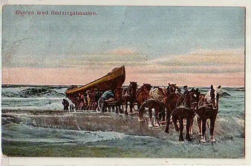 12643 Ak Övelse med Redningsbaaden Danemark 1916