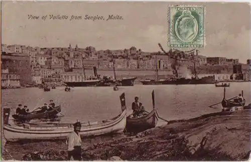 12566 Ak View of Valletta from Sanglea Malta vers 1920