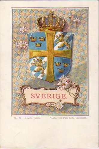 12561 Armoiries Ak Suède Sverige vers 1900