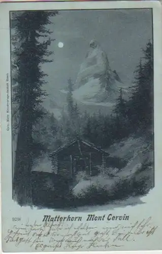12538 Mondscheinkarte Matterhorn Mont Cervin 1898