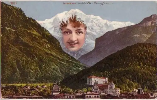 12537 Ak Interlaken Suisse Montagne avec visage 1908