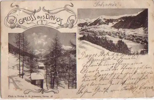 12536 Ak Gruss de Davos pendant l'hiver 1903