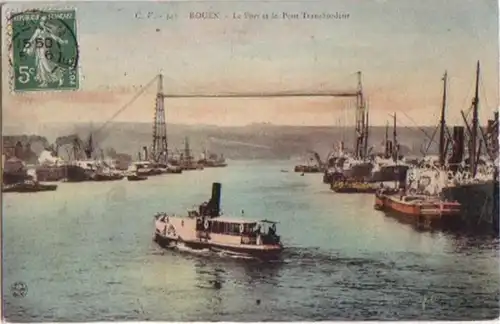 12525 Feldpost Ak Rouen Hafen mit Transportband 1916