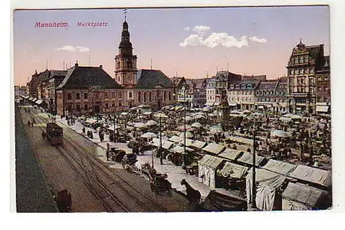 12519 Ak Mannheim Marktplatz um 1915
