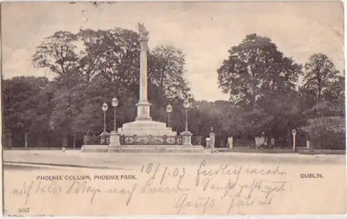 12488 Ak Dublin Phoenix Park mit Denkmal/ Obelisk 1903