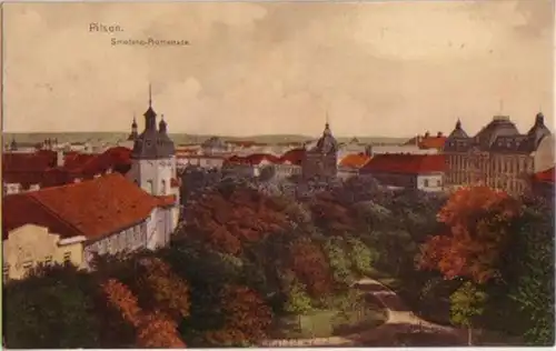 12465 Ak Pilsen Smetana-Promenade um 1910