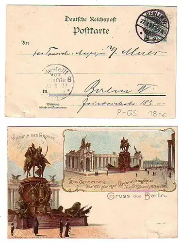 12404 Objets entiers Lithographie Gruss de Berlin 1897