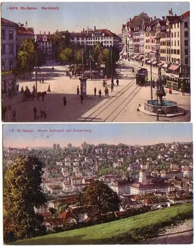 12371/2 Ak St. Gallen Schweiz Marktplatz usw. um 1915