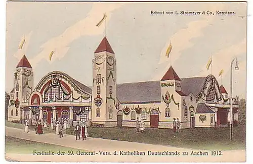 12294 Ak Festalle zum 59. Katholikentag zu Aachen 1912