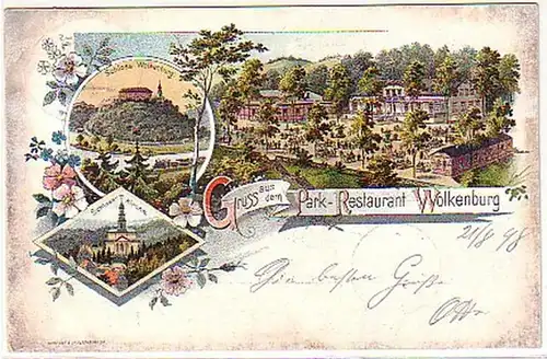 12261 Ak Lithographie Gruss aus Wolkenburg Gasthof 1898