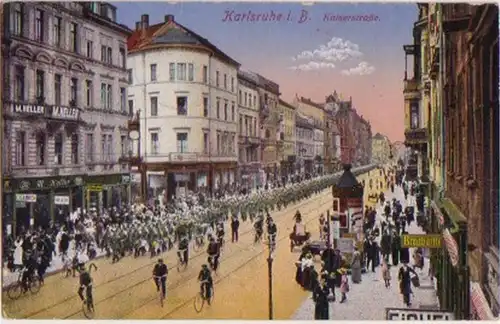 12203 Feldpost Ak Karlsruhe i.B. Kaiserstrasse 1916