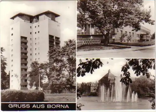 12140 Mehrbild Ak Gruß aus Borna Oberschule usw. 1980