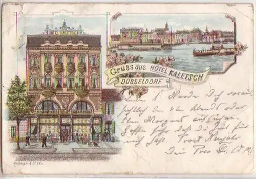 11892 Ak Litho Gruss de l'Hôtel Kaletsch Düsseldorf 1896