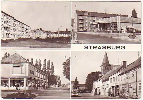 11809 Mehrbild Ak Strasburg Konsum Kaufhalle usw. 1985