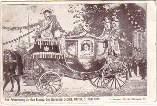 11798 Ak Arrivée de la duchesse Cecilie à Berlin 1905