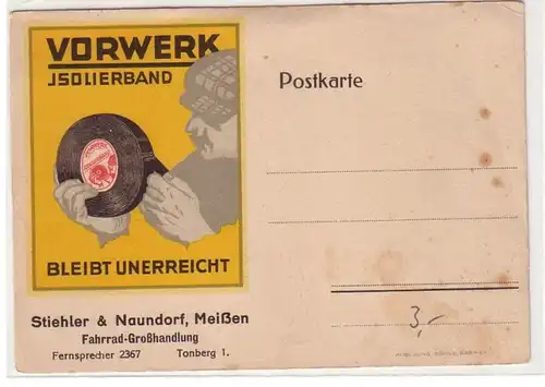 11782 Reklame Ak Vorwerk Bande isolante Stiehler & Naundorf Meissen vers 1940