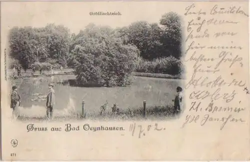 11698 Ak Gruß aus Bad Oeynhausen Goldfischteich 1902