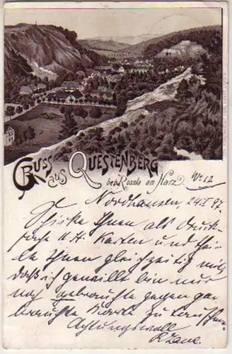 11694 Ak Gruss aus Questenberg bei Rossla Harz 1897