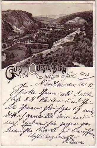 11694 Ak Gruss de Questenberg près de Rossla Harz 1897