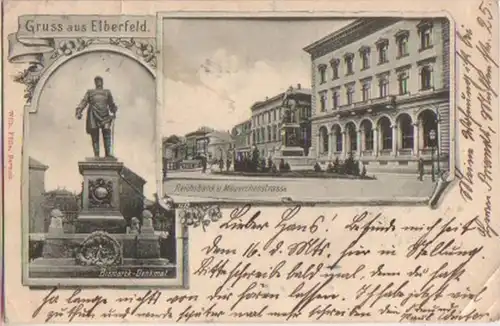 11689 Ak Salutation de Elberfeld Reichsbank & Mäuerchenstr.