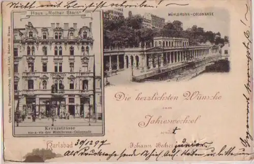 11685 Ak Karlsbad Kreuzstraße Haus "Rote Stern" 1897