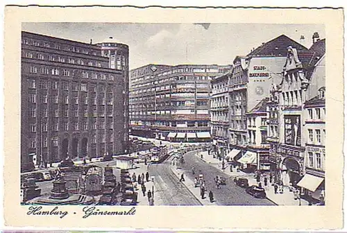11657 Ak Hamburg Gänsemarkt mit Verkehr um 1930