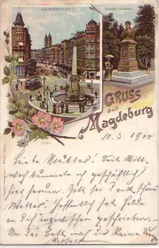11593 Ak Lithografie Gruss aus Magdeburg 1900