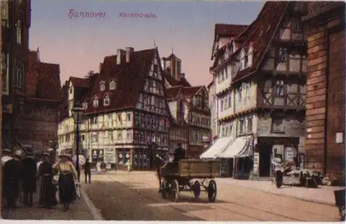 11562 Ak Hannover Marktstrasse mit Fuhrwerk um 1920