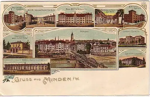 11536 Ak Lithographie Gruss aus Minden i.W. 1917