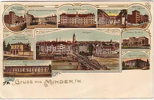 11536 Ak Lithographie Gruss de Minden I.W. 1917