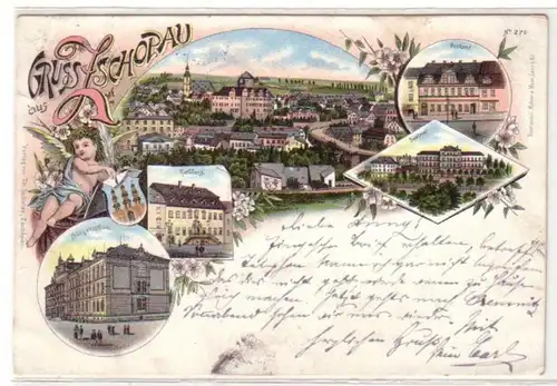 11529 Ak Lithographie Salutation de Zschopau 1898
