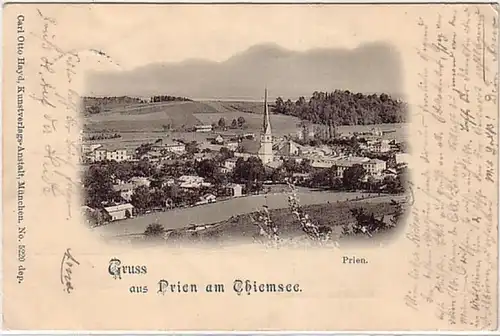 11503 Feldpost Ak Salutation de Prien am Chiemsee 1898