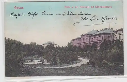 11502 Ak Giessen Partie à l'Est avec le tribunal bâtiment 1911