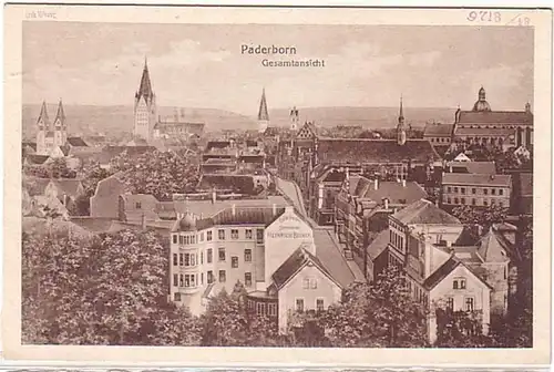 11488 Ak Paderborn Gesamtansicht 1918