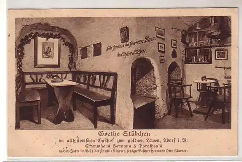 11452 Ak Adorf dans l'auberge Vogtland pour les fossettes de Lion doré Goethe 1925
