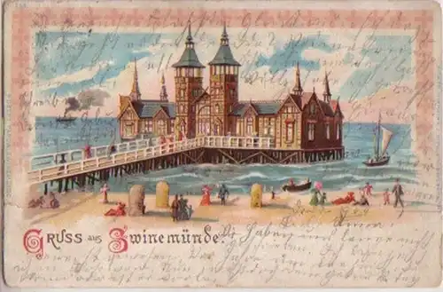 11441 Ak Lithographie Gruss aus Swinemünde 1904