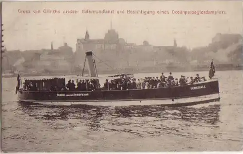 11409 Ak Gruß von Ullrichs große Hafenrundfahrt Hamburg