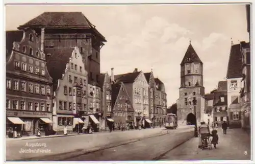 11380 Ak Augsburg Jacoberstraße avec tramway vers 1930