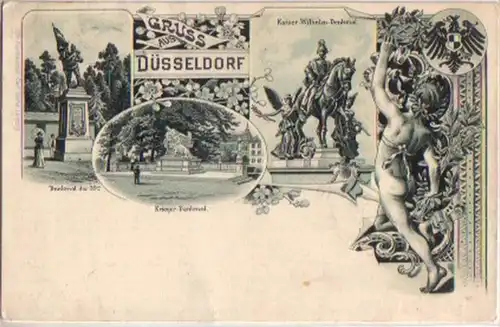 11351 Ak Lithographie Gruss aus Düsseldorf 1897