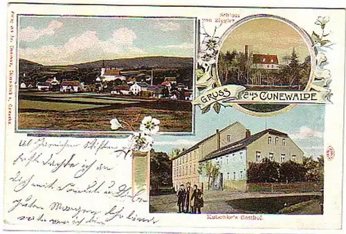 11293 Ak Gruß aus Cunewalde Kutschkes Gasthof 1901