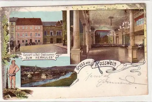 11289 Ak Lithographie Gruß aus Rosswein Gasthof 1906