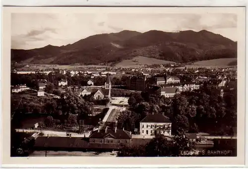 11280 Ak Leoben Steiermark Bahnhof um 1930