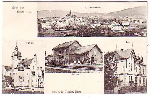 11272 Ak Salutation de Elstra en Saxe Gare ferroviaire, etc. vers1910