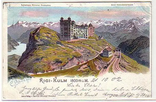 11266 Künstler Ak Rigi Kulm 1800 Meter über d. Meer 1902