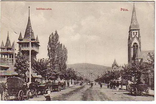 11228 Ak Pécs Ungarn Indóház Utca 1907