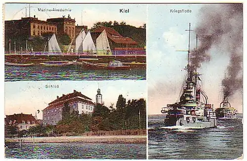 11204 Multi-image Ak Kiel Marine Académie etc. 1913
