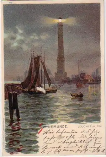 11202 Ak Lithographie Swinemünde phare 1903