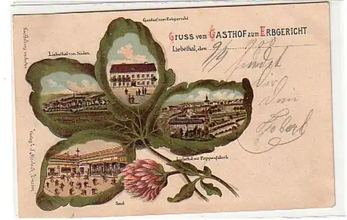 11198 Ak Lithographie Gruß aus Liebethal Gasthof 1900