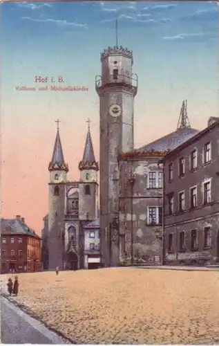 11195 Feldpost Ak Hof Rathaus & Michaeliskirche 1917